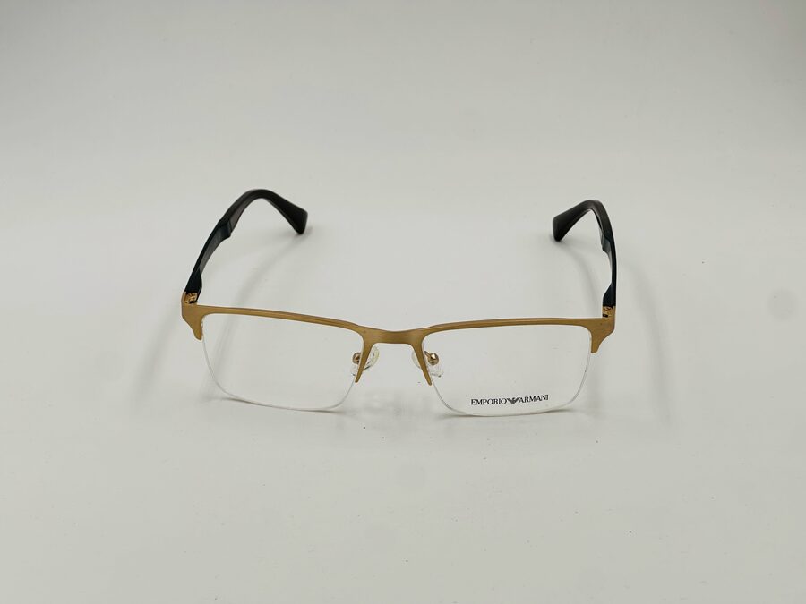 Emporio Armani brushed gold half-rim frame