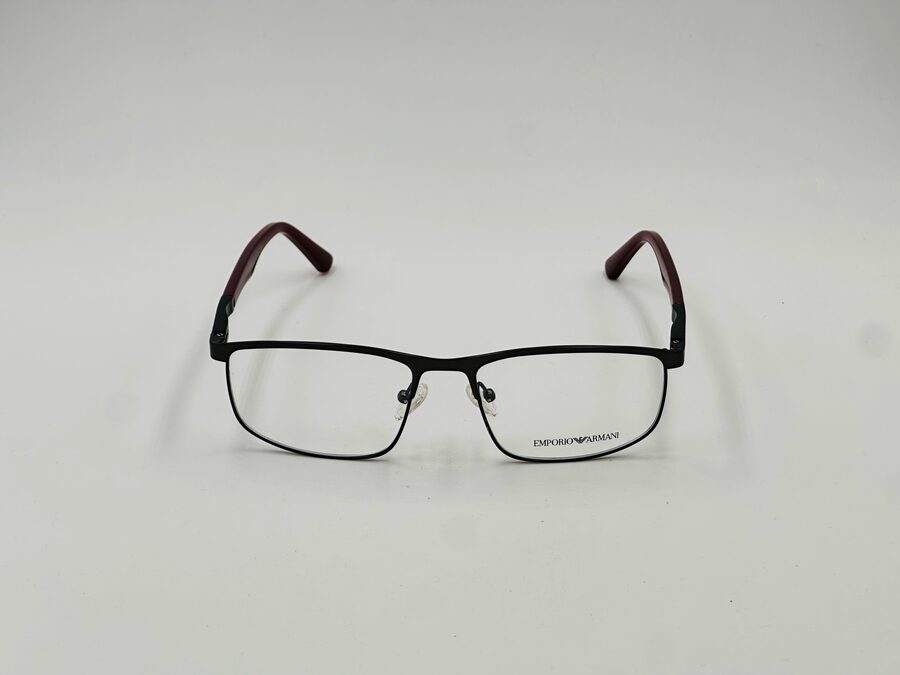 Emporio Armani matte black frame with burgundy temples