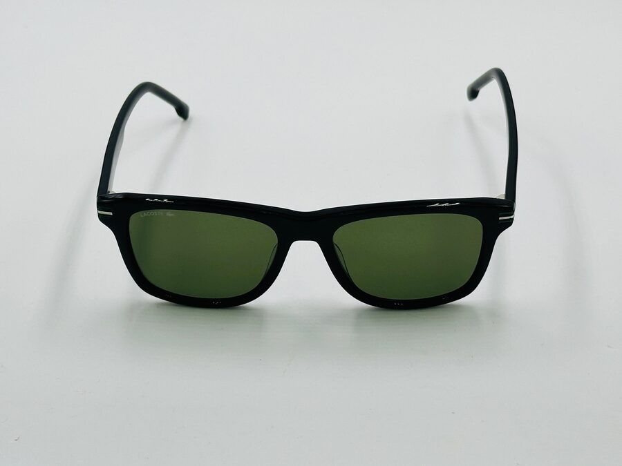 Lacoste black rectangular sunglasses with green lens