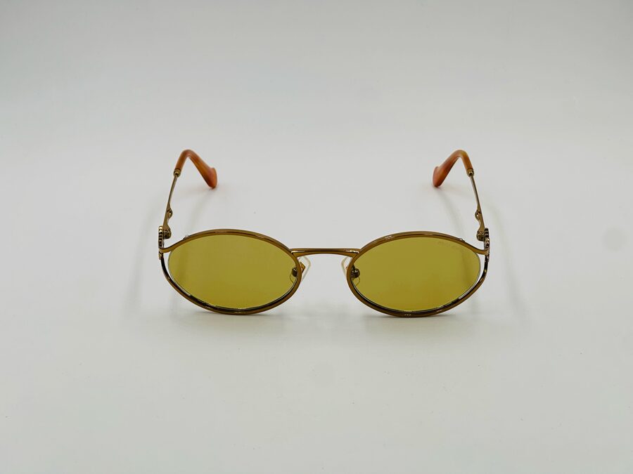 Miu Miu gold oval metal sunglasses with olive lens