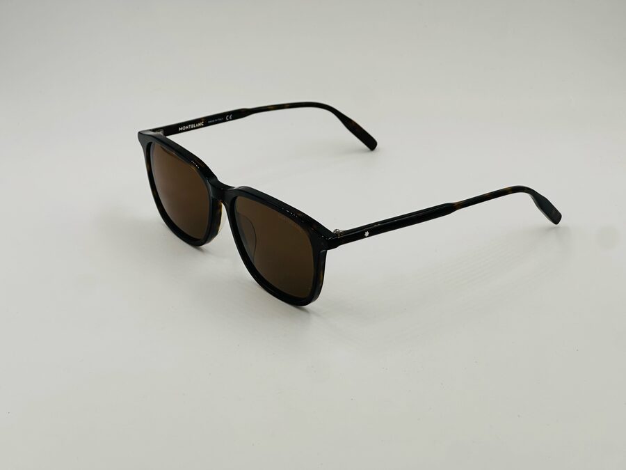 Mont Blanc black round sunglasses with brown lens