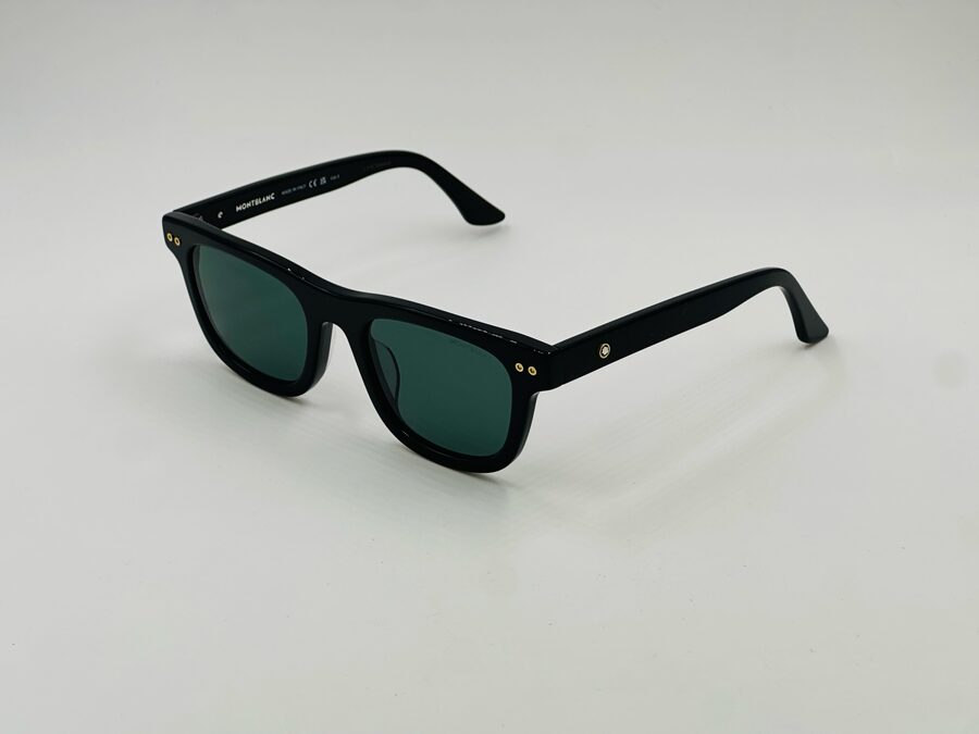 Mont Blanc black cat-eye sunglasses with green lens