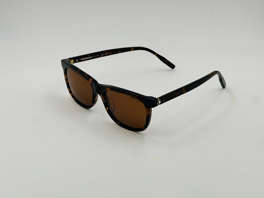 Mont Blanc black wayfarer sunglasses with amber lens