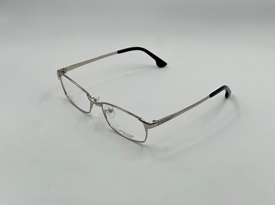 Police silver metal rectangular optical frame