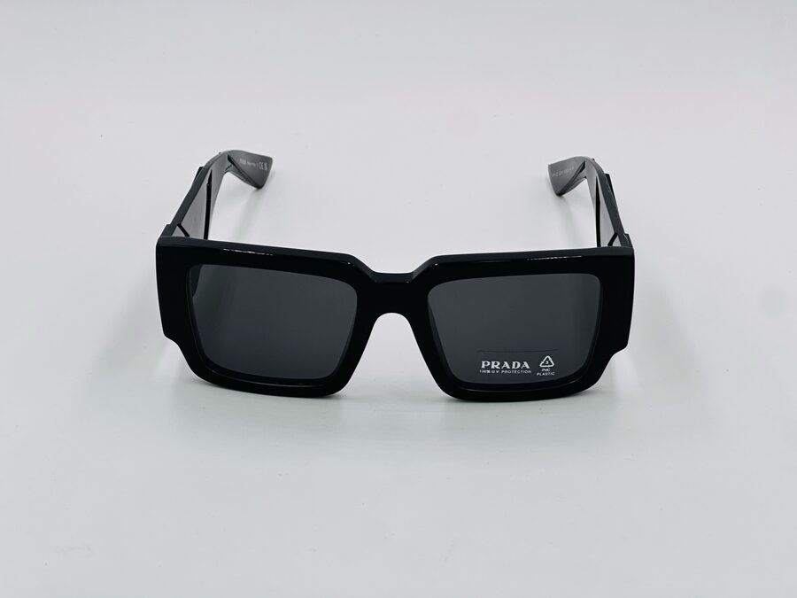Prada black rectangular sunglasses with logo detail