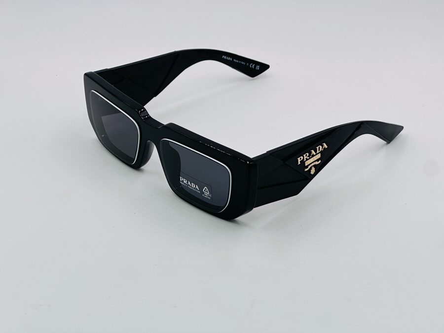 Prada black rectangular sunglasses, slim frame