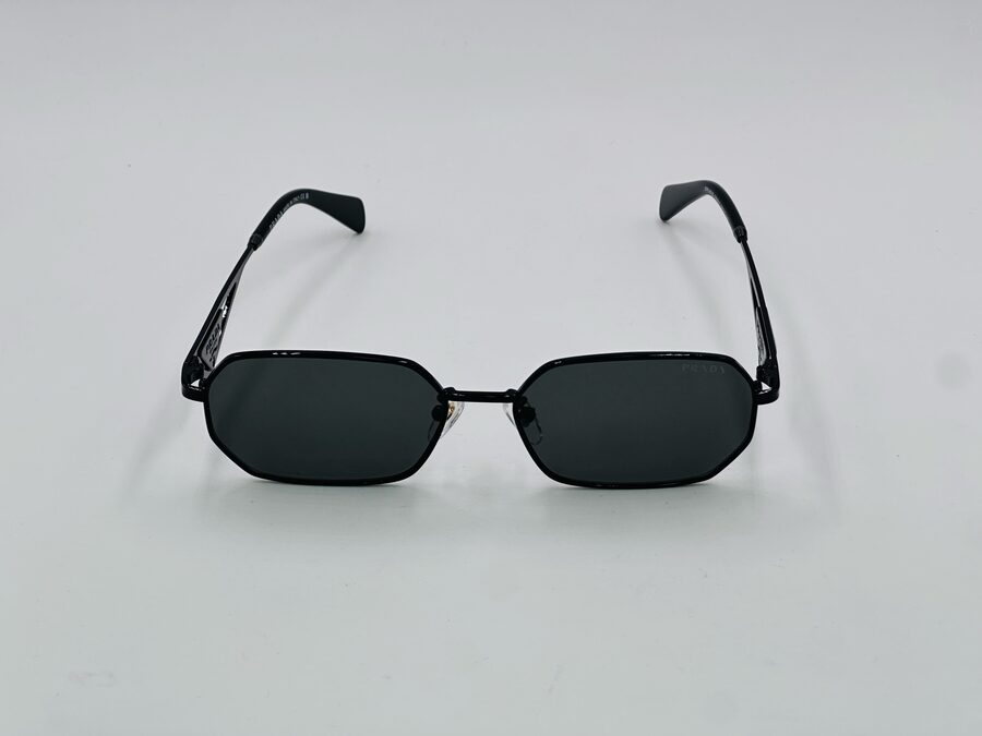Prada thin black metal rectangular sunglasses