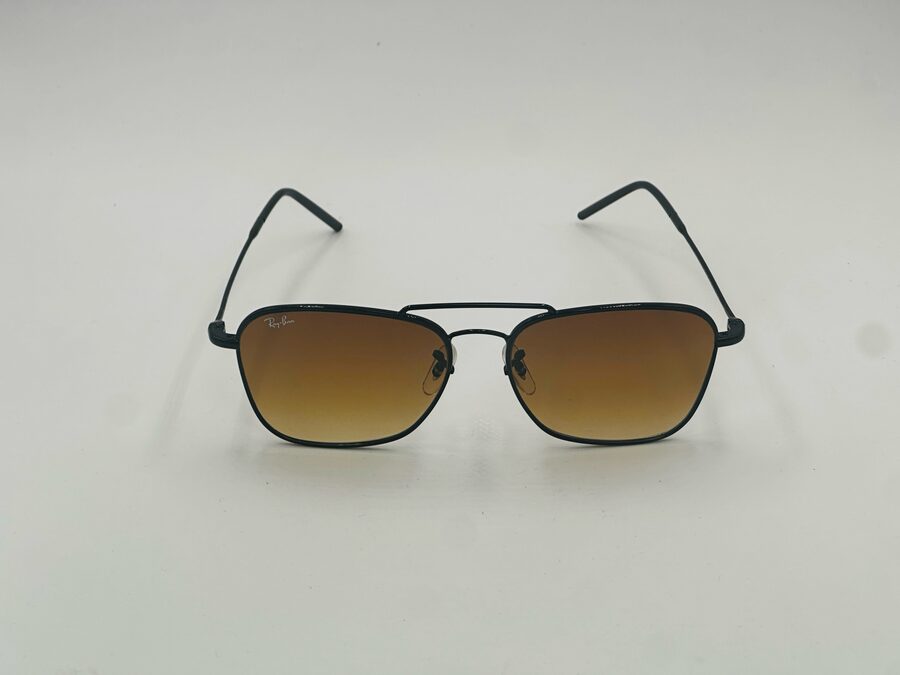 Ray-Ban black browline aviator sunglasses with brown gradient lens