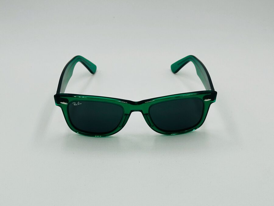 Ray-Ban black wayfarer sunglasses with green frame accent