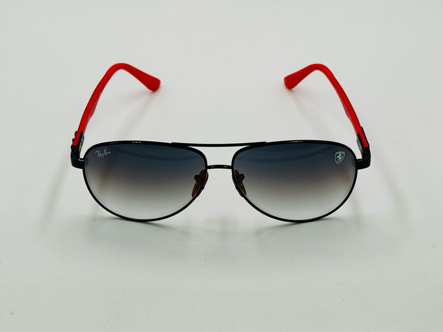Ray-Ban black metal aviator sunglasses with blue gradient lens
