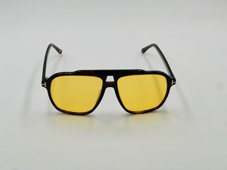 Tom Ford black square sunglasses with yellow lens