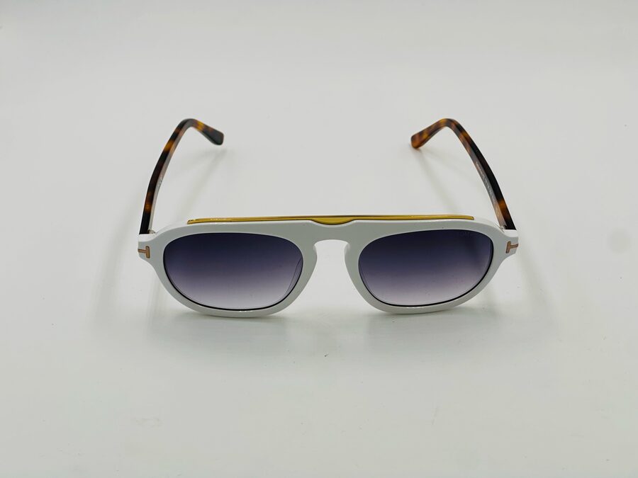 Tom Ford white browline aviator sunglasses