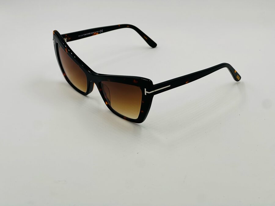 Tom Ford black cat-eye sunglasses with green lens