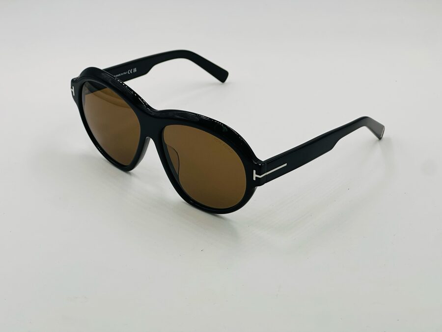 Tom Ford black oversized round sunglasses