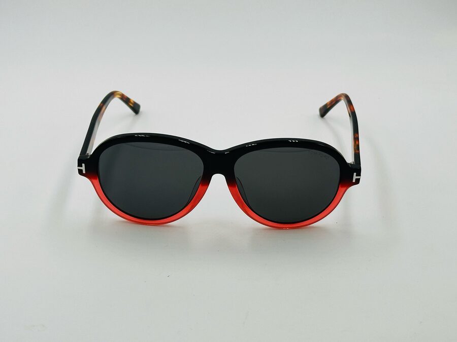 Tom Ford black and red two-tone round sunglasses