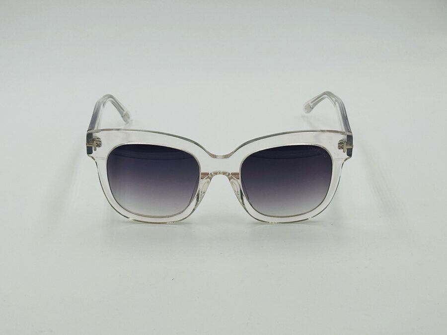 Tom Ford clear round sunglasses with grey gradient lens