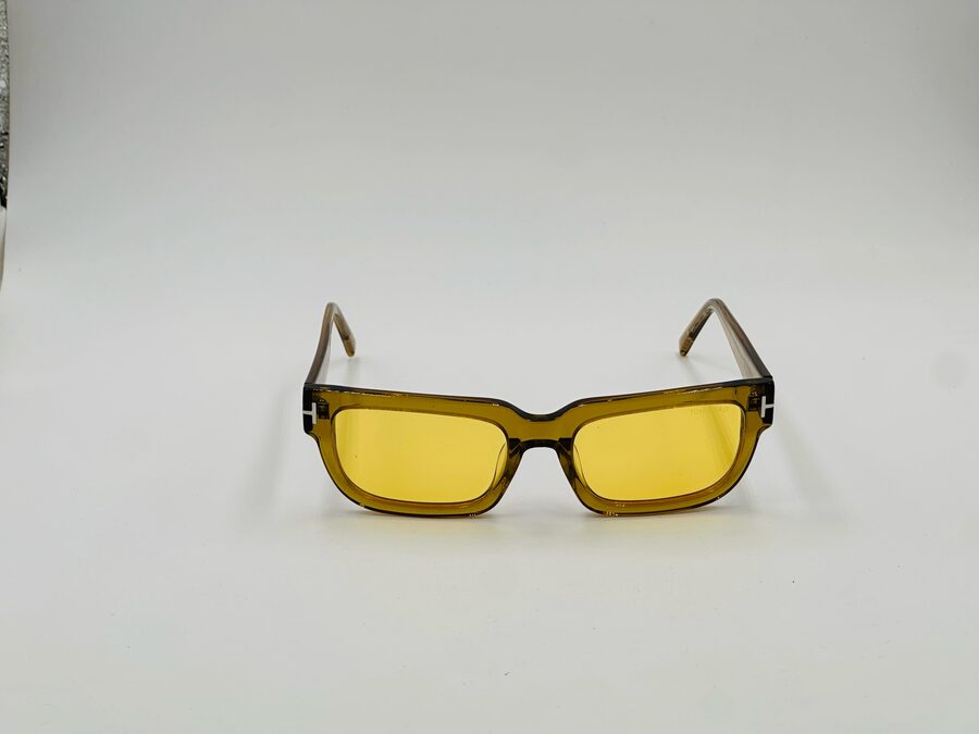 Tom Ford olive square sunglasses with yellow lens