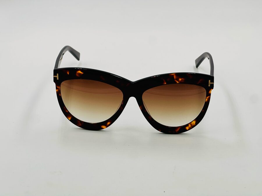 Tom Ford tortoiseshell cat-eye sunglasses with brown gradient lens