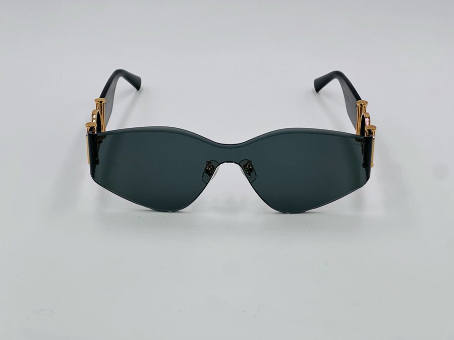 Versace black rimless sunglasses with gold temple