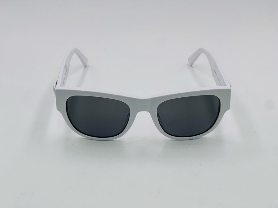 Versace white rectangular sunglasses with grey lens