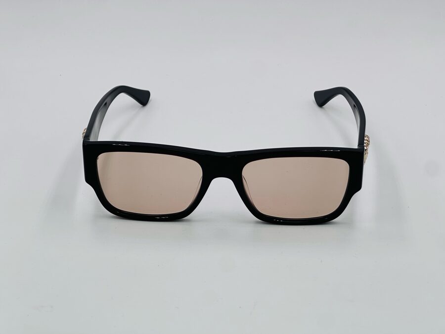 Versace black rectangular Medusa sunglasses with pink lens